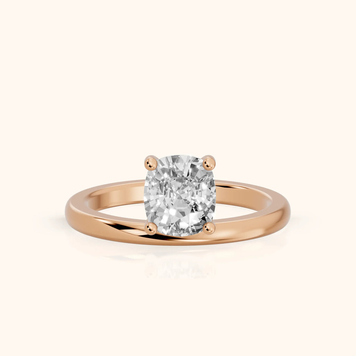 Maisie Four Prong Solitaire Cushion Diamond Engagement Ring in Rose Gold - FrontView.webp