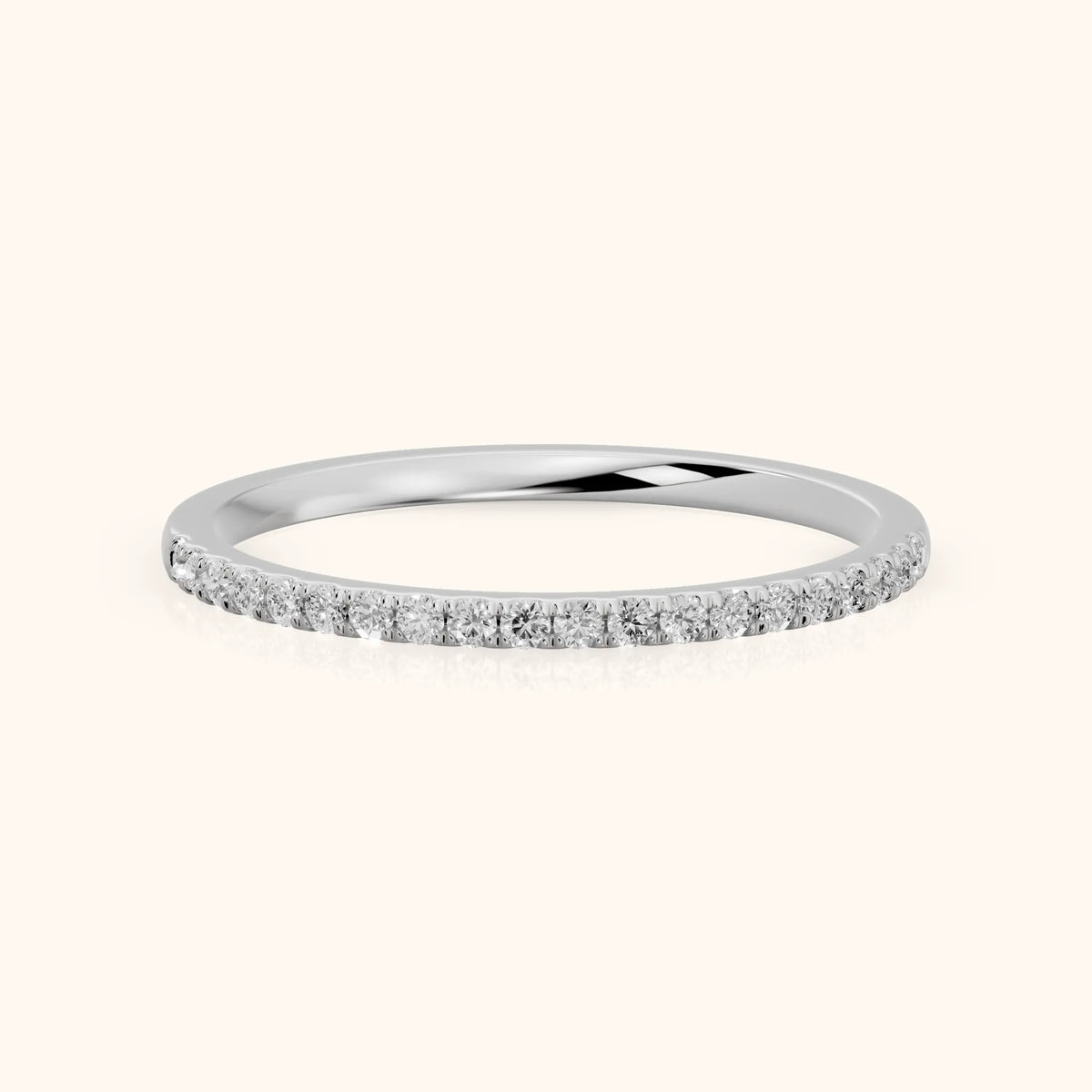 Anouk Micropavé Round Diamond Half Eternity Band in Silver - FrontView