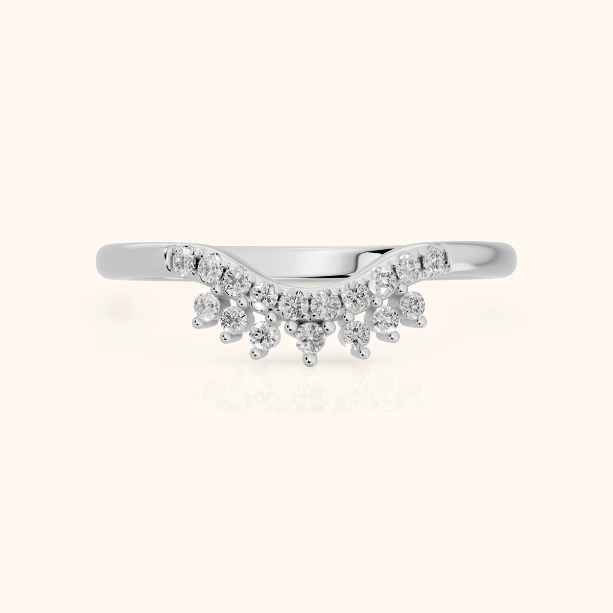 Sabina Curved Round Diamond Anniversary Ring in Platinum - FrontView