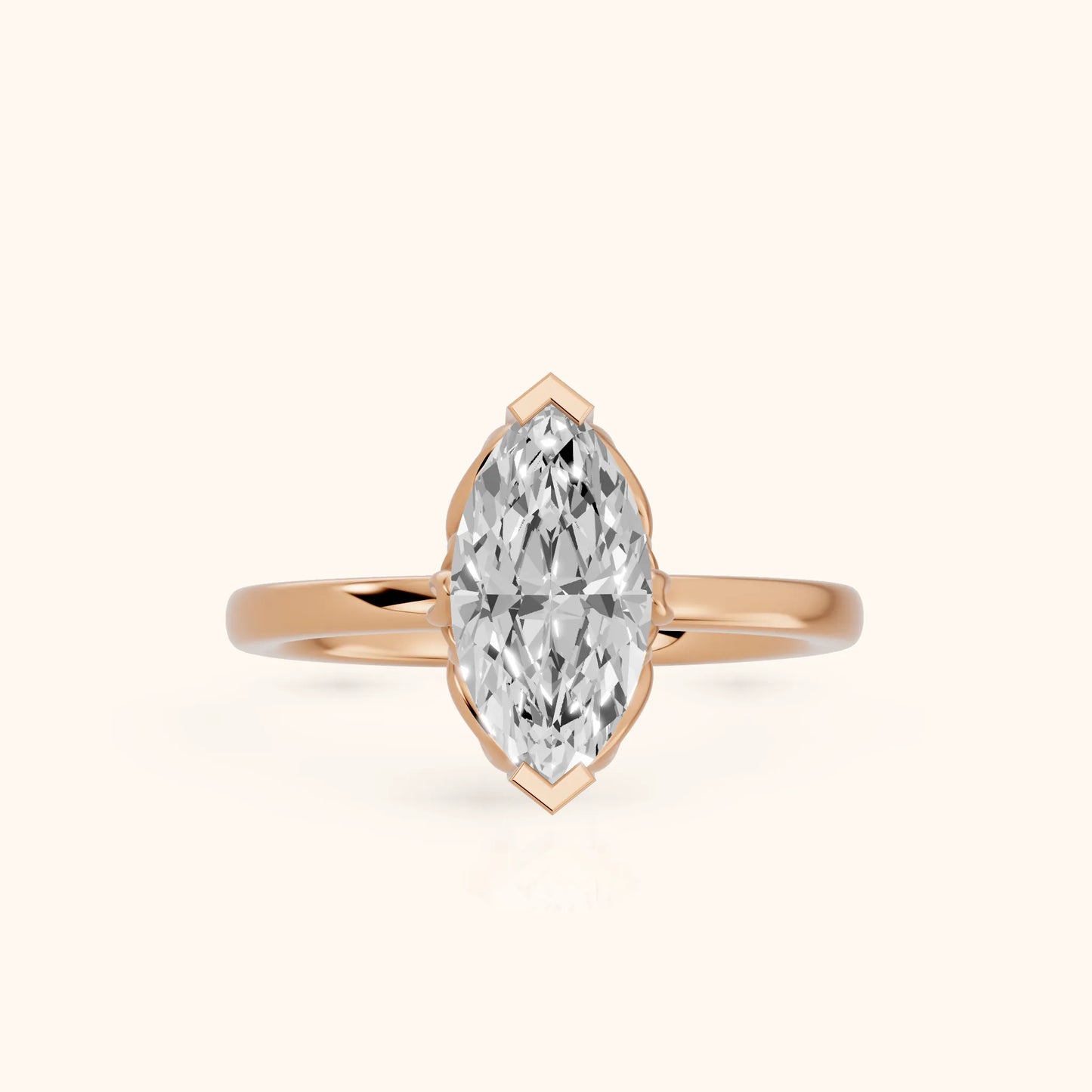 Marquise Cut Lab Grown Diamond Engagement Ring in Rose Gold