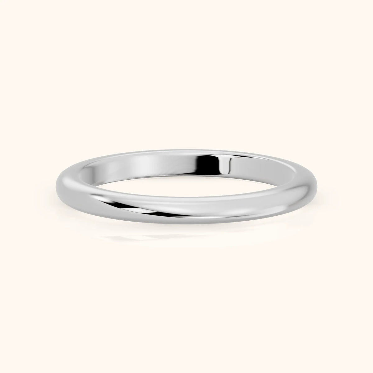 Justine Classic Low Dome Wedding Band in White Gold - FrontView