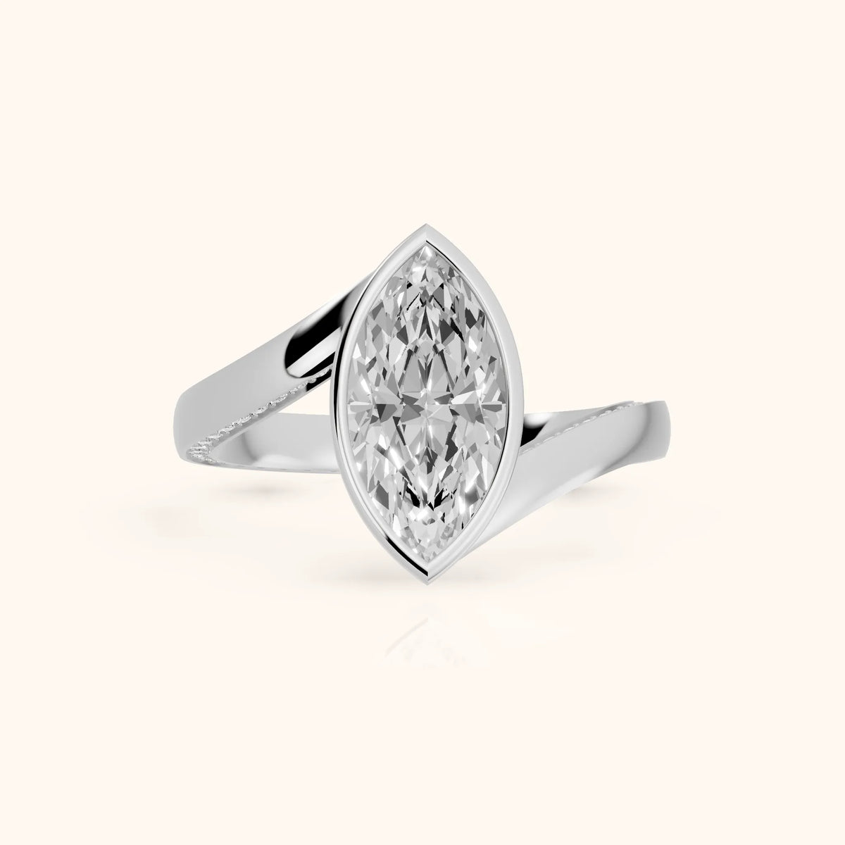 Marigold Bezel Bypass Marquise Diamond Engagement Ring in Platinum - FrontView.webp