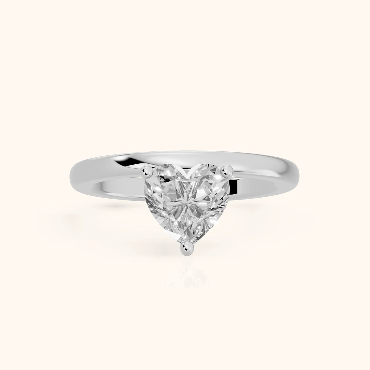 Maisie Four Prong Solitaire Heart Diamond Engagement Ring in Silver - FrontView.webp