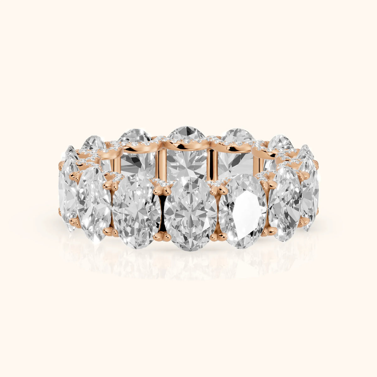 Rina East-West Oval Diamond Eternity Band in Rose Gold - FrontView