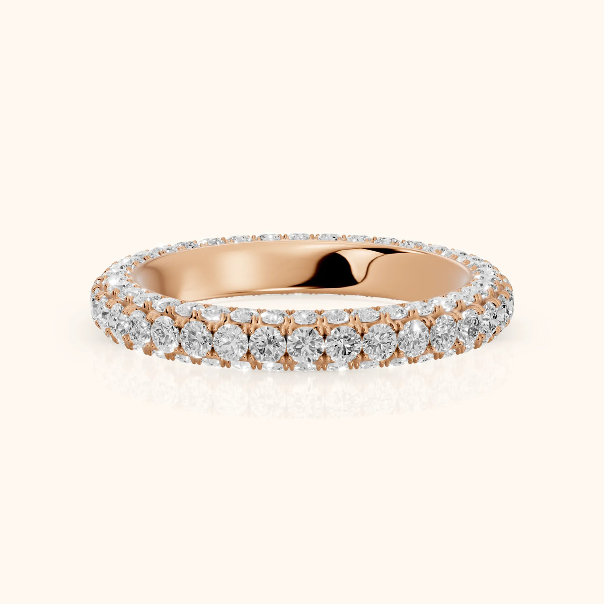 Candela Micropavé Round Diamond Eternity Band in Rose Gold - FrontView