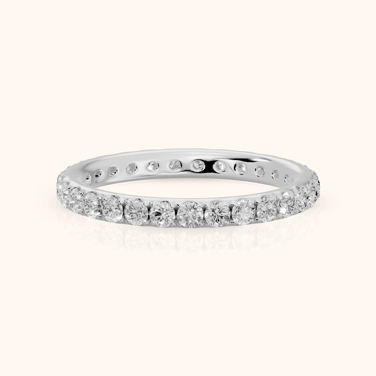 Zora Micropavé Round Diamond Eternity Band in Platinum - FrontView