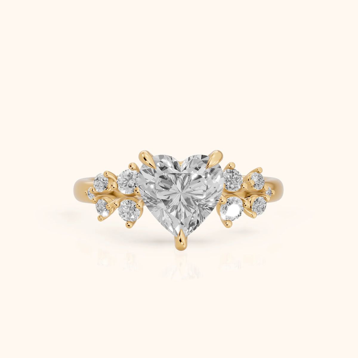 Mirabelle Cluster Heart Diamond Engagement Ring in Yellow Gold - FrontView.webp
