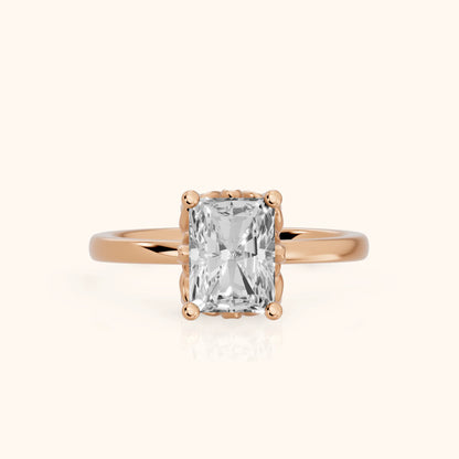 Radiant Cut Lab Grown Diamond Engagement Ring in Rose Gold