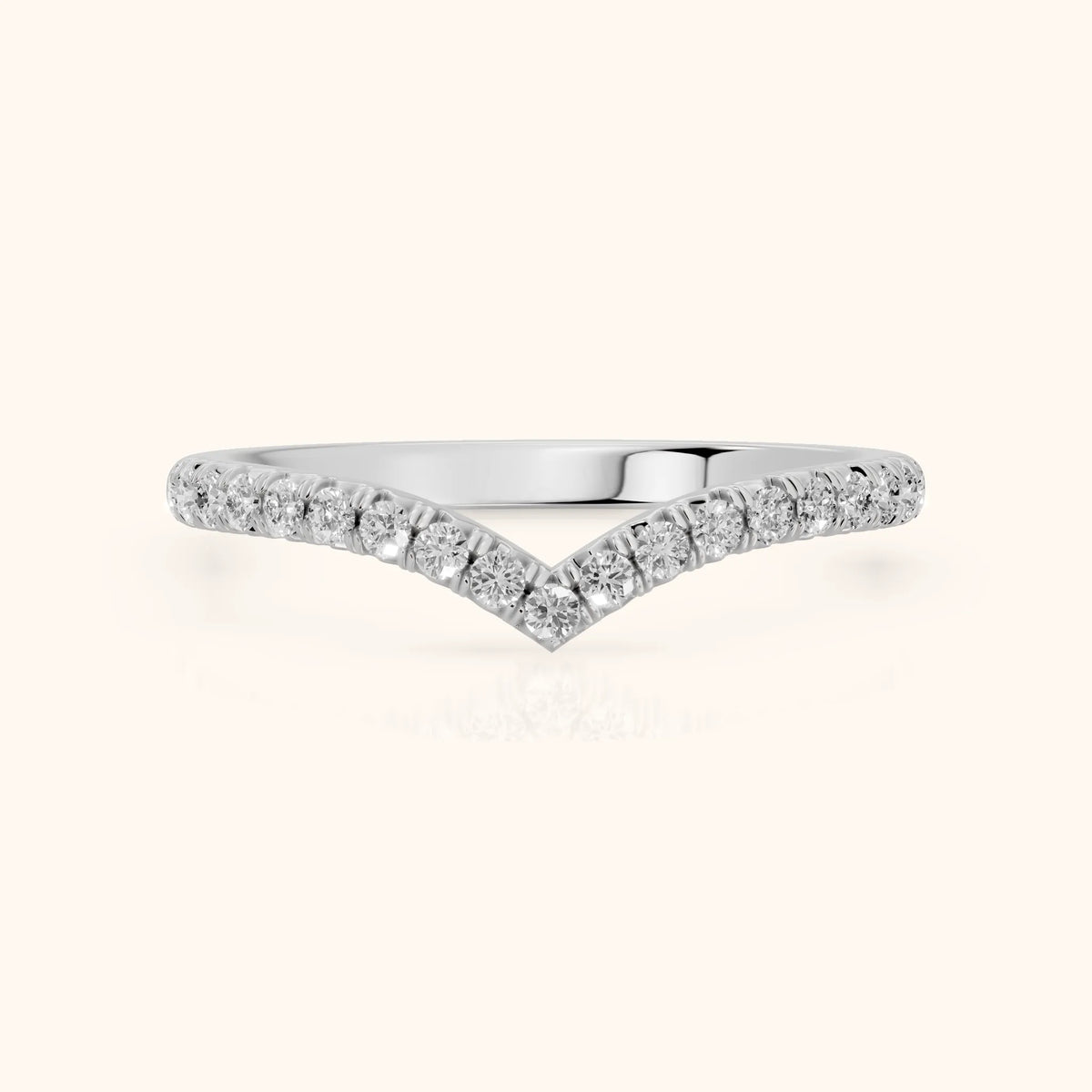 Melia Contour Pavé Round Diamond Stackable Ring in White Gold - FrontView