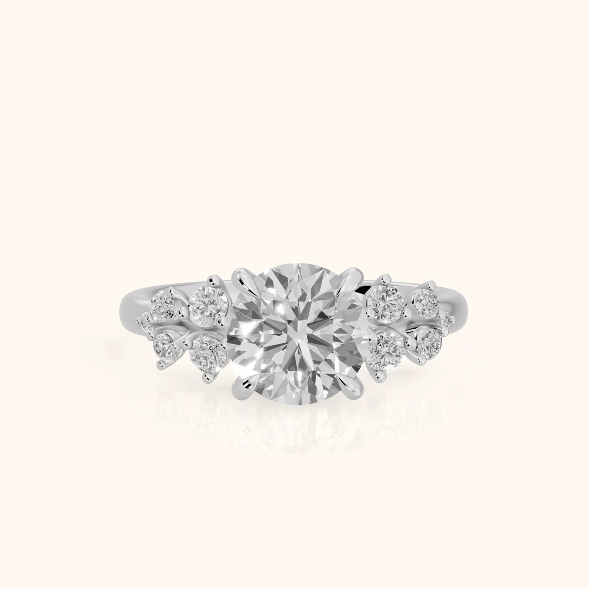 Mirabelle Cluster Round Diamond Engagement Ring in Platinum - FrontView.webp