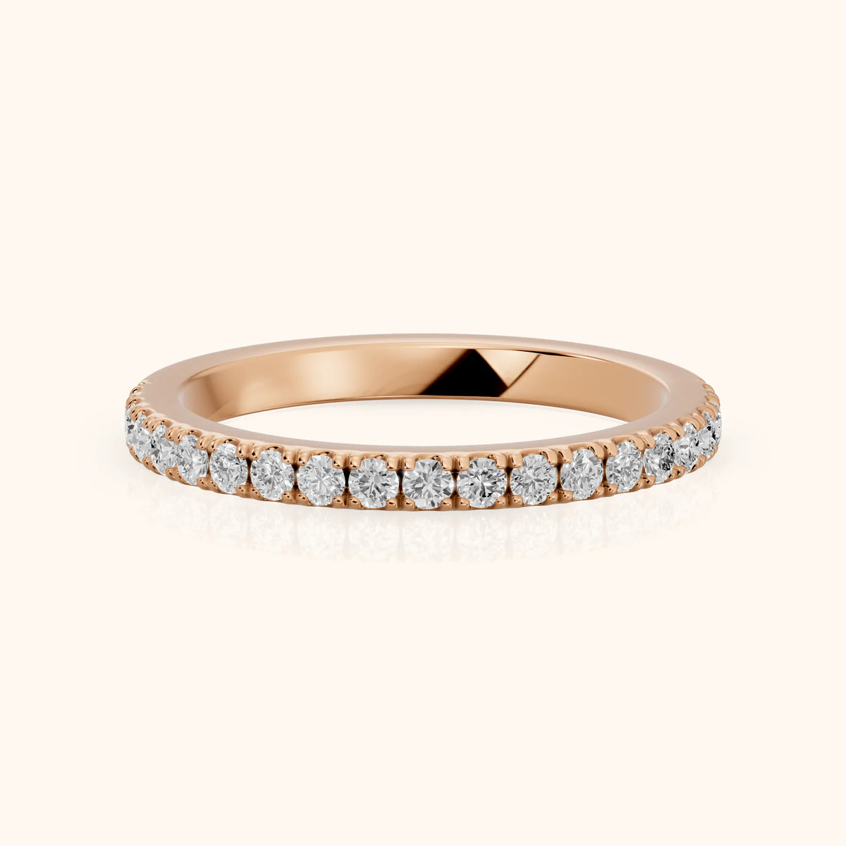 Lisette Pavé Round Diamond Half Eternity Band in Rose Gold - FrontView