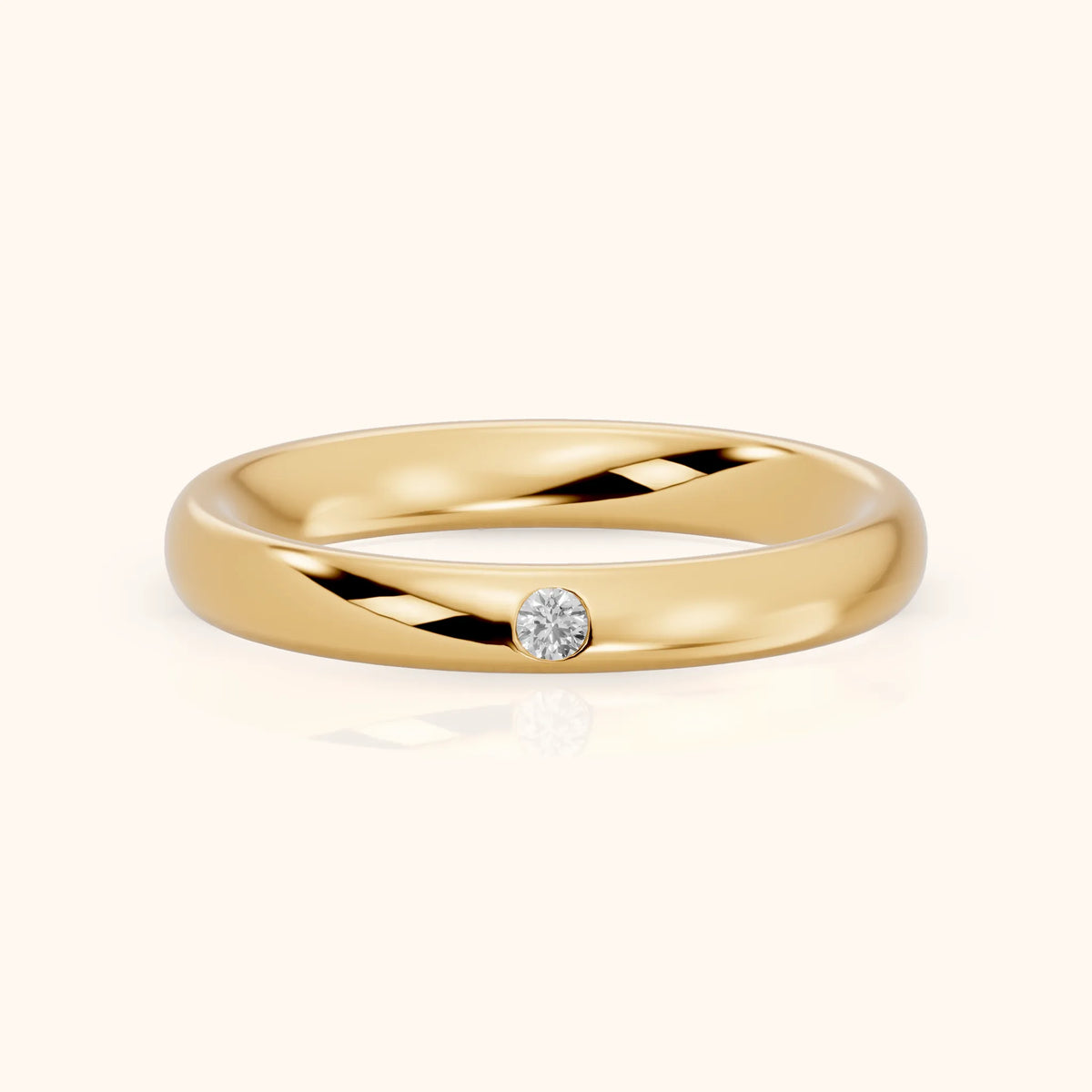 Hana Comfort Fit Bezel Round Diamond Wedding Band in Yellow Gold - FrontView