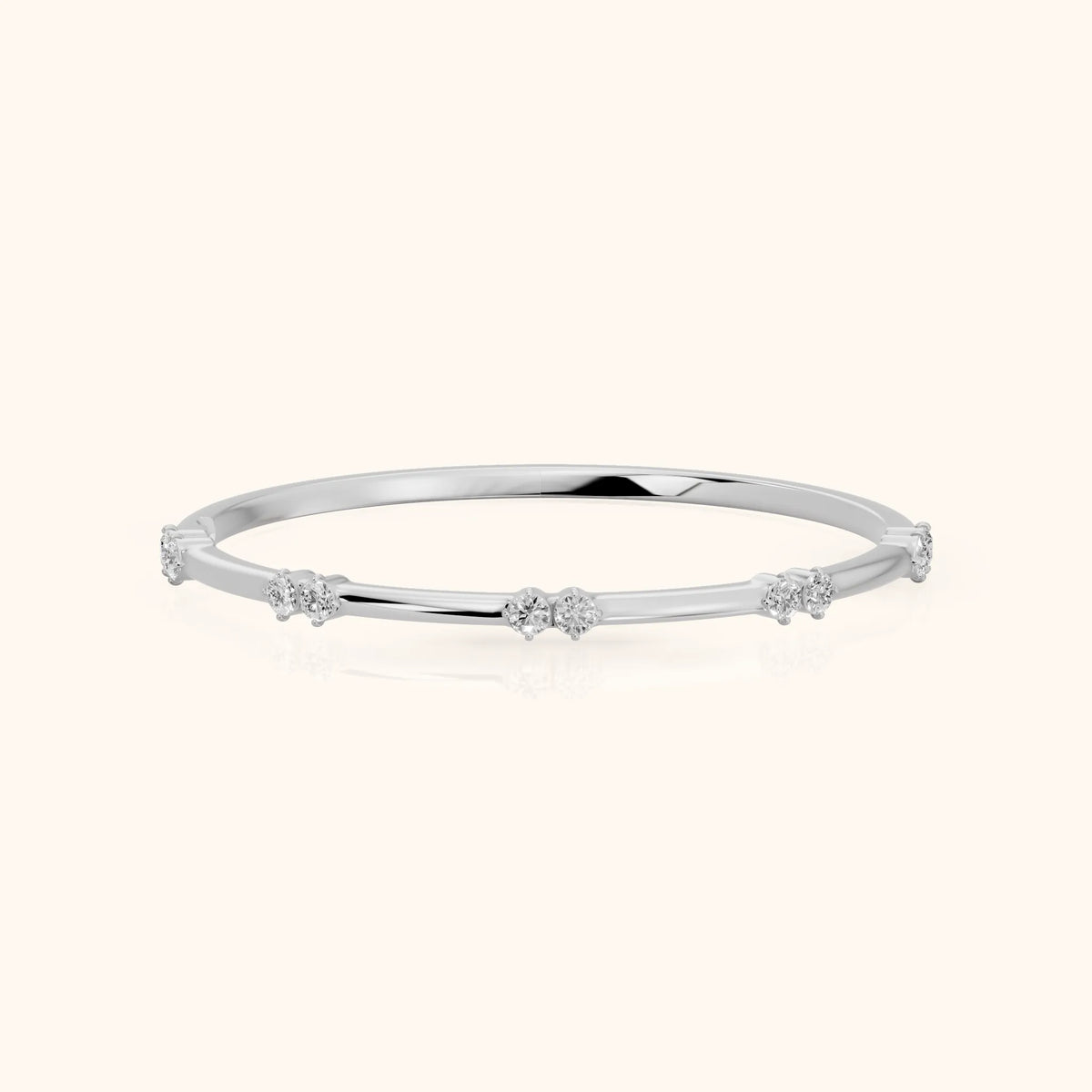 Nyssa Claw Prong Round Diamond Wedding Band in Silver - FrontView