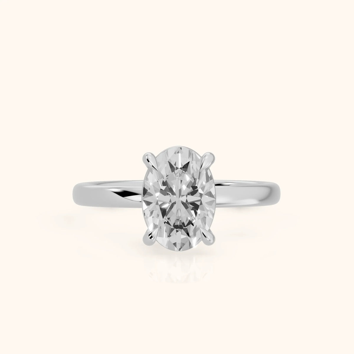 Rowan Basket Solitaire Oval Diamond Engagement Ring in Platinum - FrontView.webp