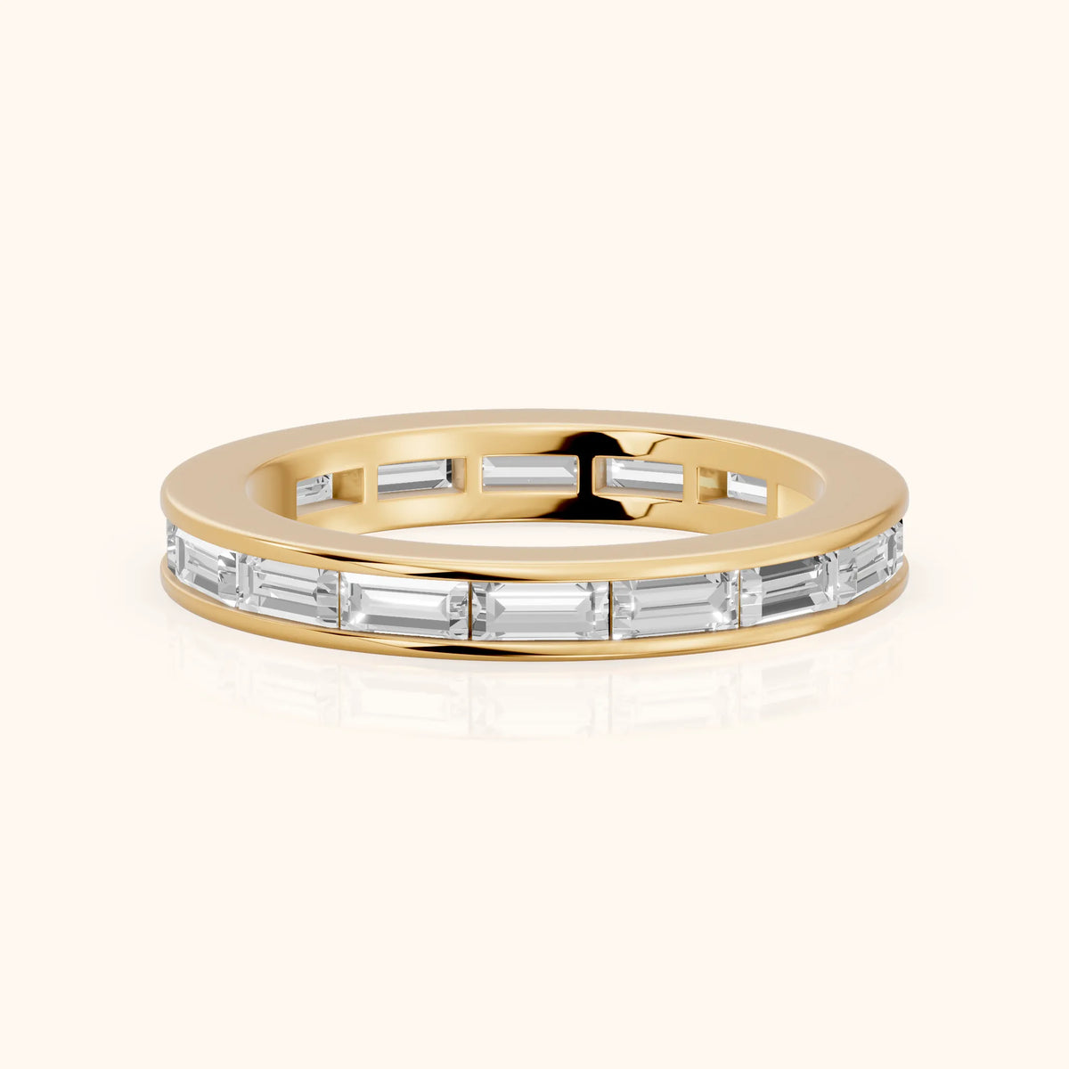 Marisol Channel Set Baguette Diamond Eternity Band in Yellow Gold - FrontView