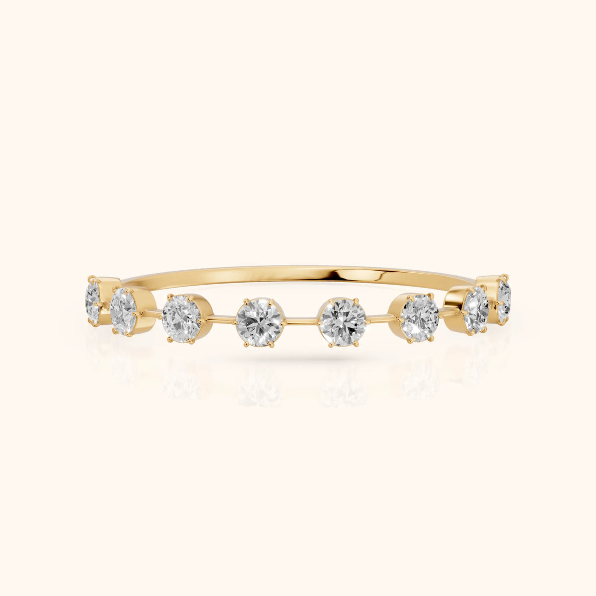 Elise Petite Round Diamond Half Eternity Band in Yellow Gold - FrontView