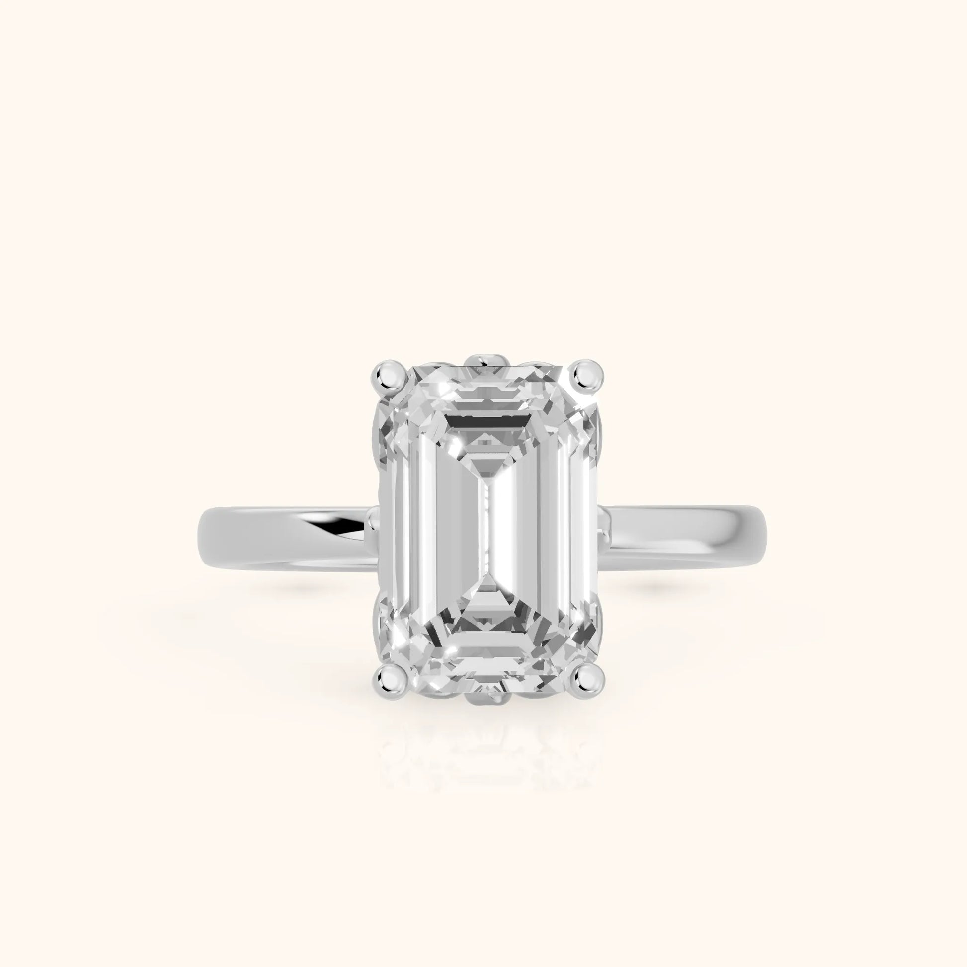 Emerald Cut Lab Grown Diamond Engagement Ring in White Gold