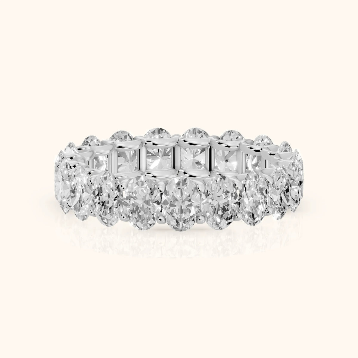 Ivana Shared Prong Oval Diamond Eternity Band in Silver - FrontView