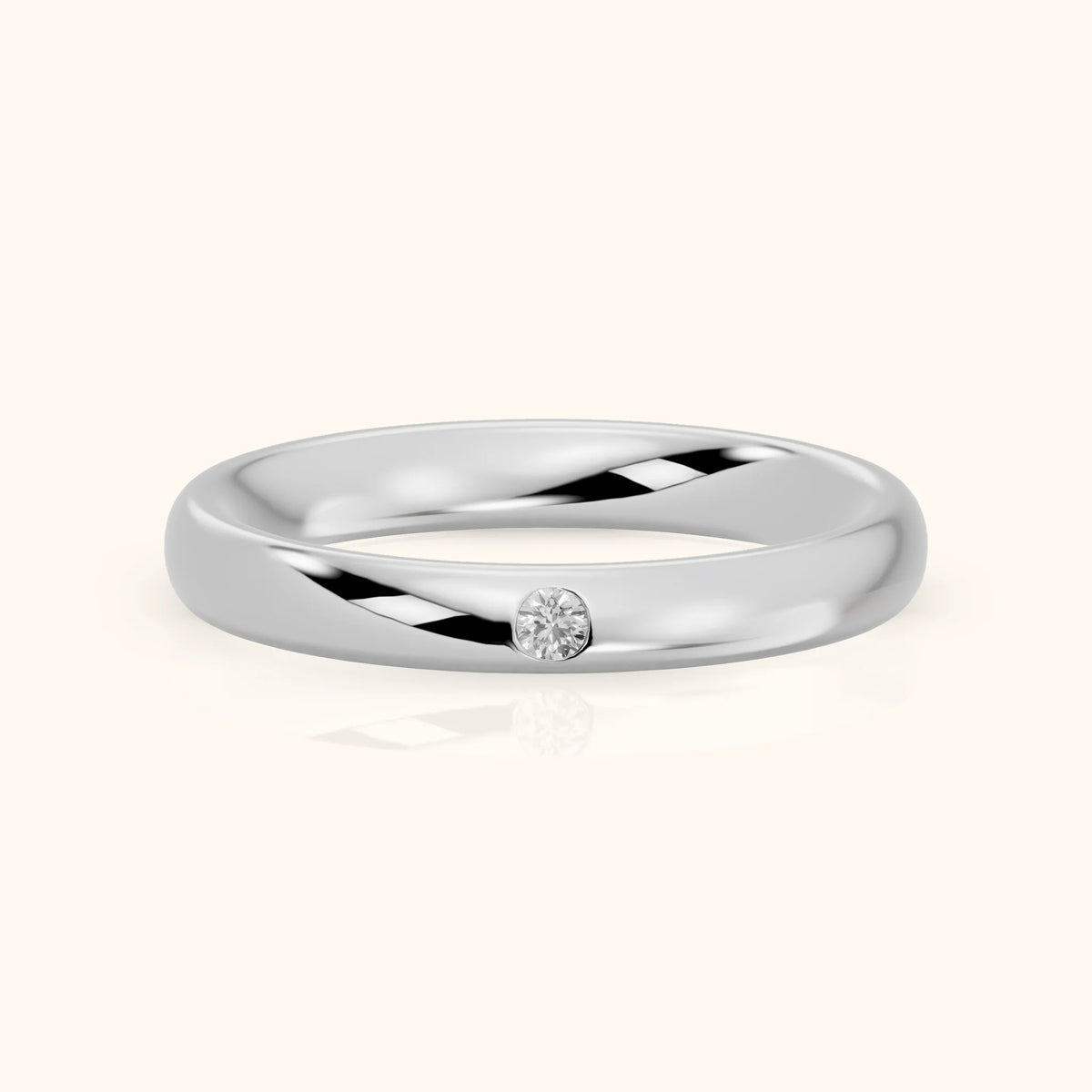 Hana Comfort Fit Bezel Round Diamond Wedding Band in White Gold - FrontView