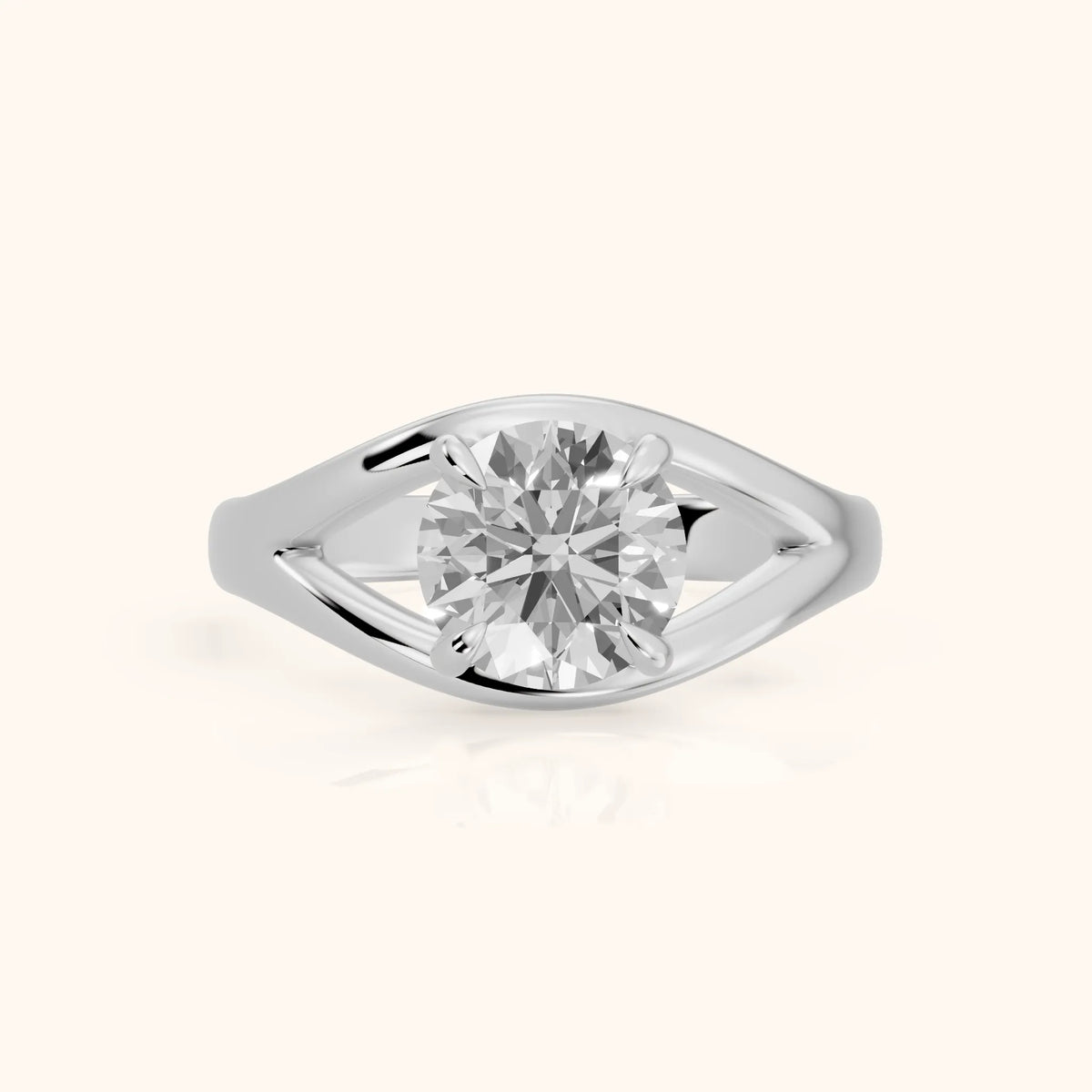 Madeleine Split Shank Round Diamond Engagement Ring in Silver - FrontView.webp