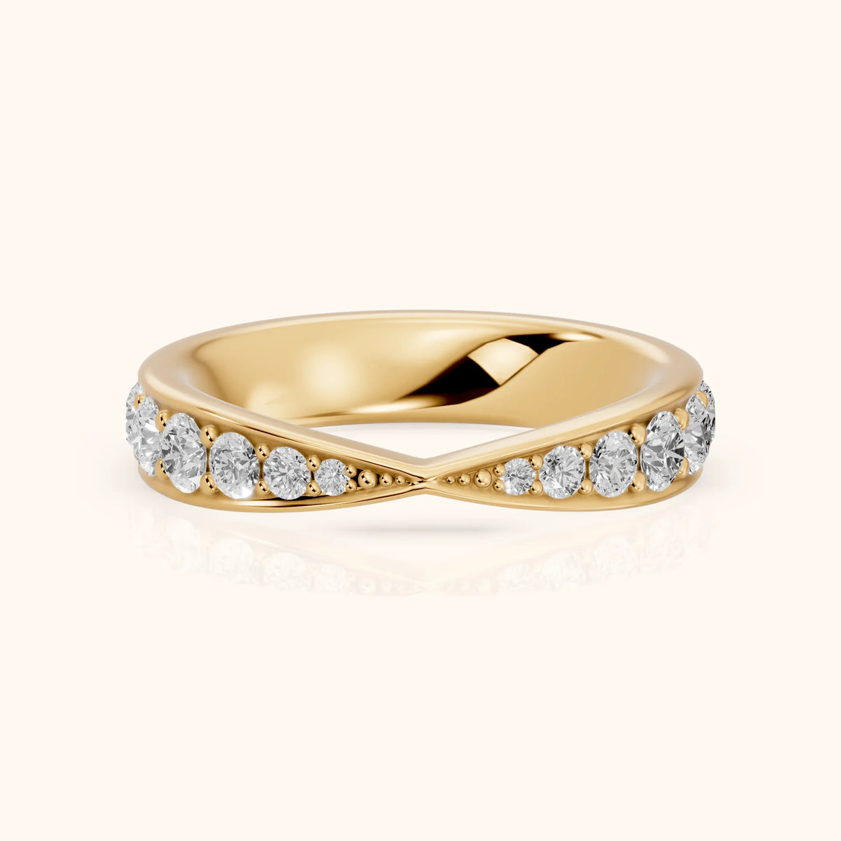 Julia Tapered Riviera Round Diamond Eternity Band in Yellow Gold - FrontView
