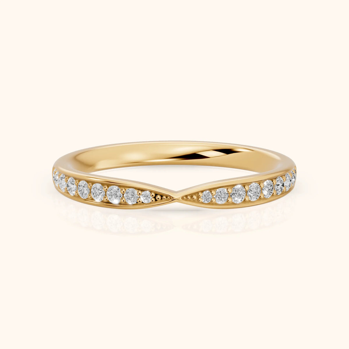 Tosca Tapered Riviera Round Diamond Half Eternity Band in Yellow Gold - FrontView