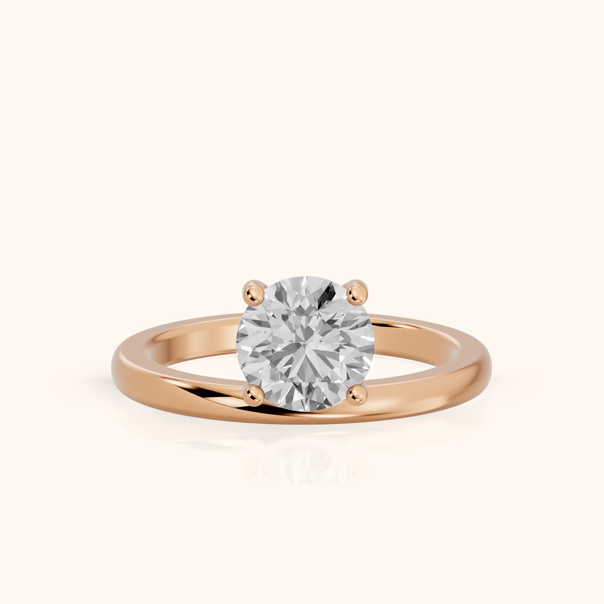 Maisie Four Prong Solitaire Round Diamond Engagement Ring in Rose Gold - FrontView.webp