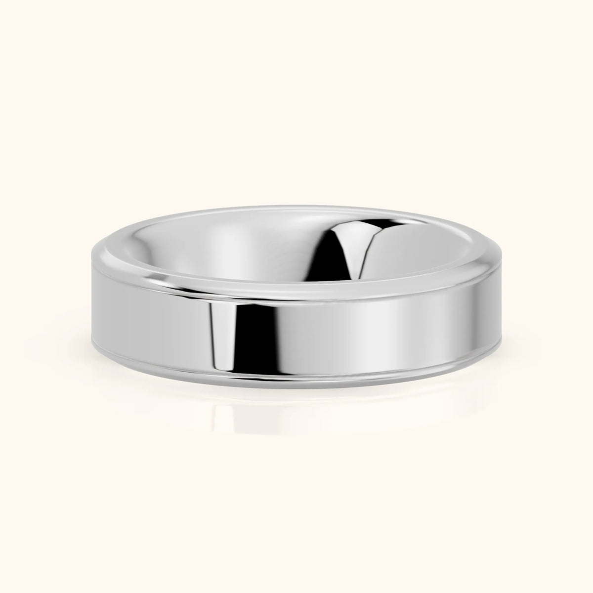 Anika Flat Beveled Wedding Band in Silver - FrontView