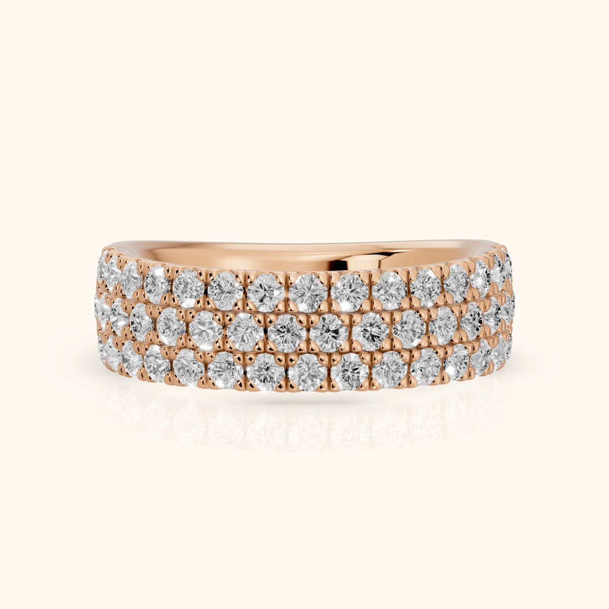 Fiona Pavé Round Diamond Anniversary Ring in Rose Gold - FrontView
