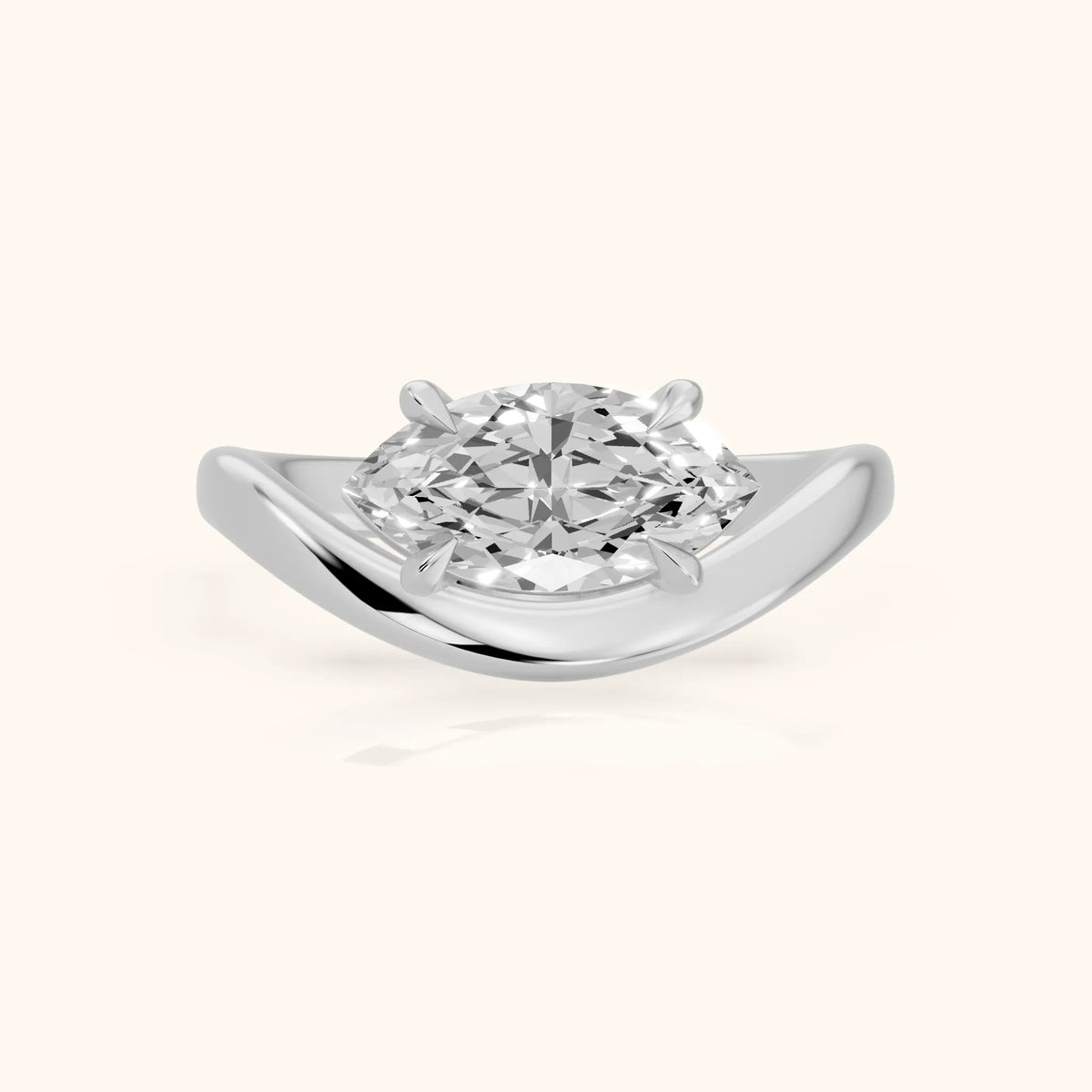 Katherine East-West Bypass Marquise Diamond Engagement Ring in Platinum - FrontView.webp