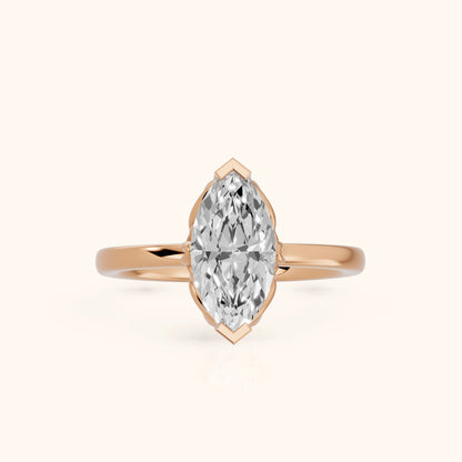 Marquise Cut Lab Grown Diamond Engagement Ring in Rose Gold