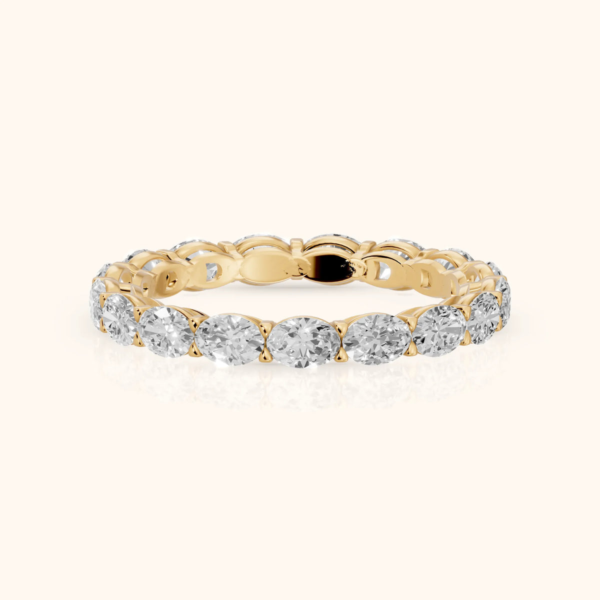 Silvia East-West Oval Diamond Eternity Band in Yellow Gold - FrontView