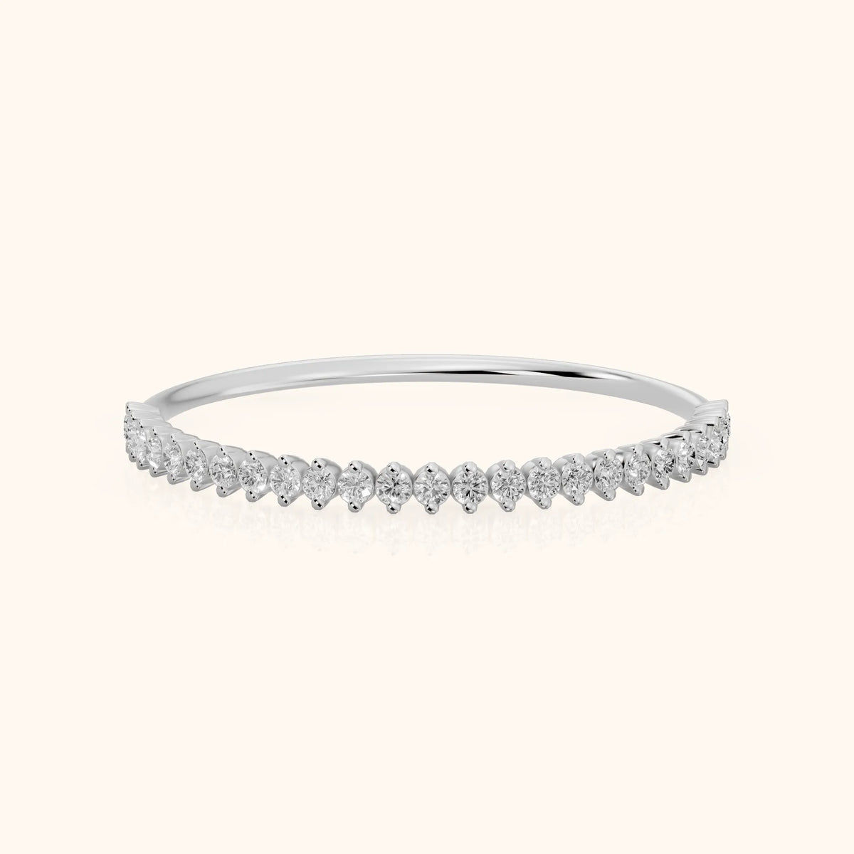 Leona Claw Prong Round Diamond Half Eternity Band in Silver - FrontView