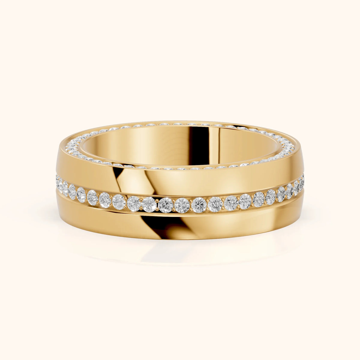 Kassia Micropavé Round Diamond Eternity Band in Yellow Gold - FrontView