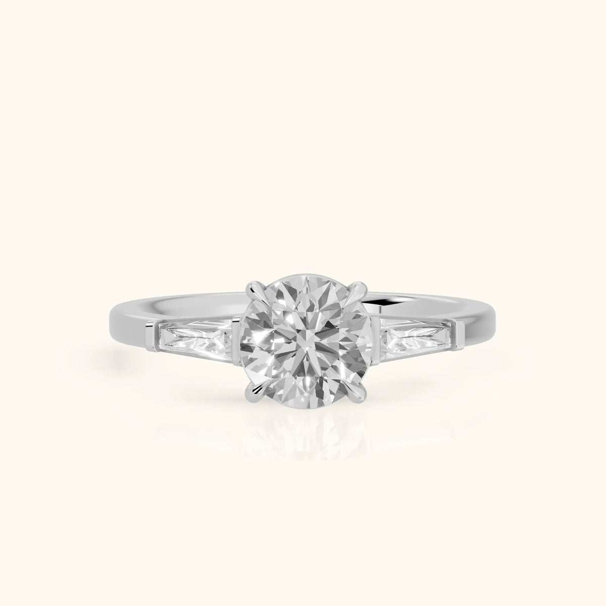 Winnie Three-Stone Round Diamond Engagement Ring in Platinum - FrontView.webp