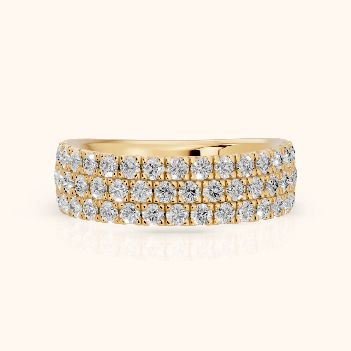 Fiona Pavé Round Diamond Anniversary Ring in Yellow Gold - FrontView
