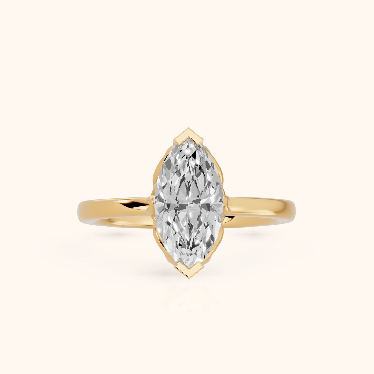 Marquise Cut Lab Grown Diamond Engagement Ring in Yellow Gold
