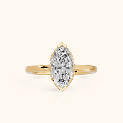 Marquise Cut Lab Grown Diamond Engagement Ring in Yellow Gold
