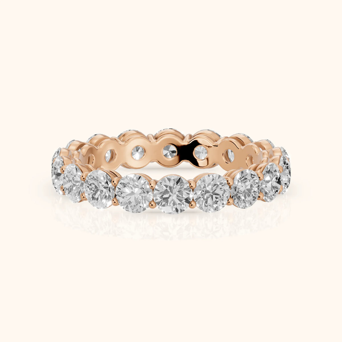 Dara Shared Prong Round Diamond Eternity Band in Rose Gold - FrontView
