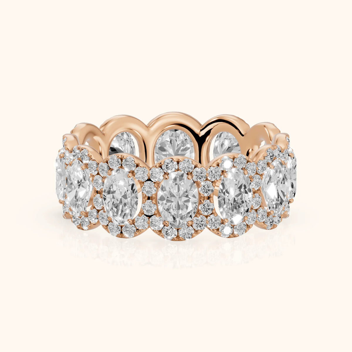 Delphine Pavé Oval Diamond Eternity Band in Rose Gold - FrontView