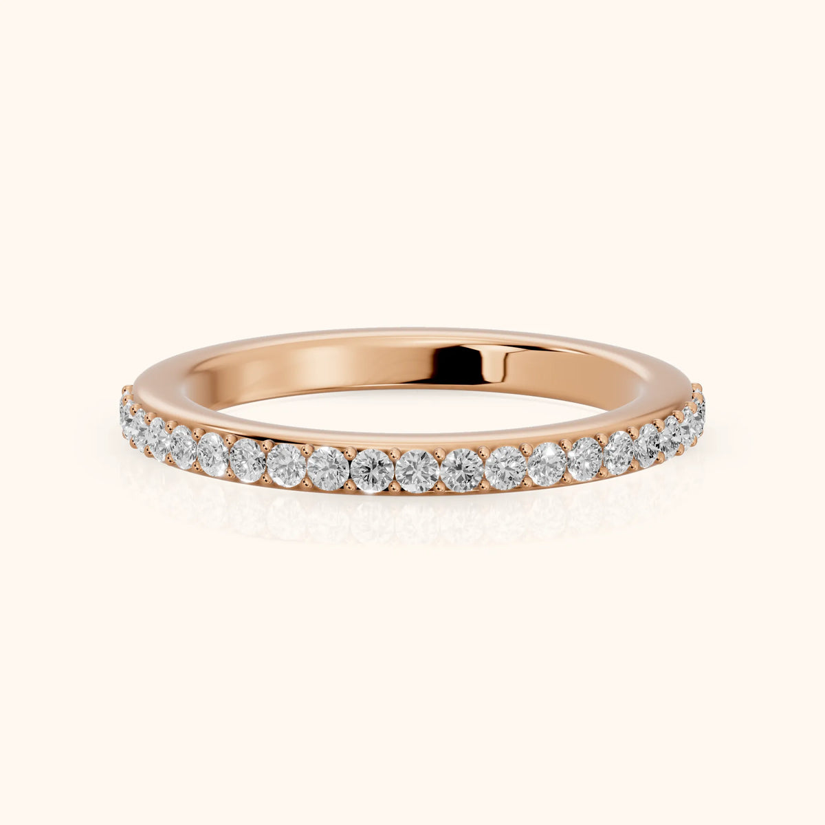 Tamara Micropavé Round Diamond Half Eternity Band in Rose Gold - FrontView