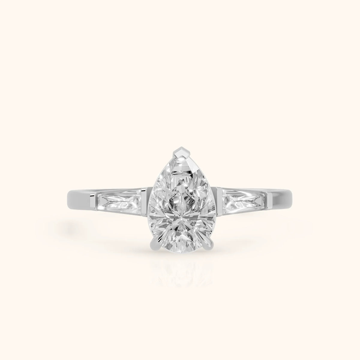 Winnie Three-Stone Pear Diamond Engagement Ring in Platinum - FrontView.webp
