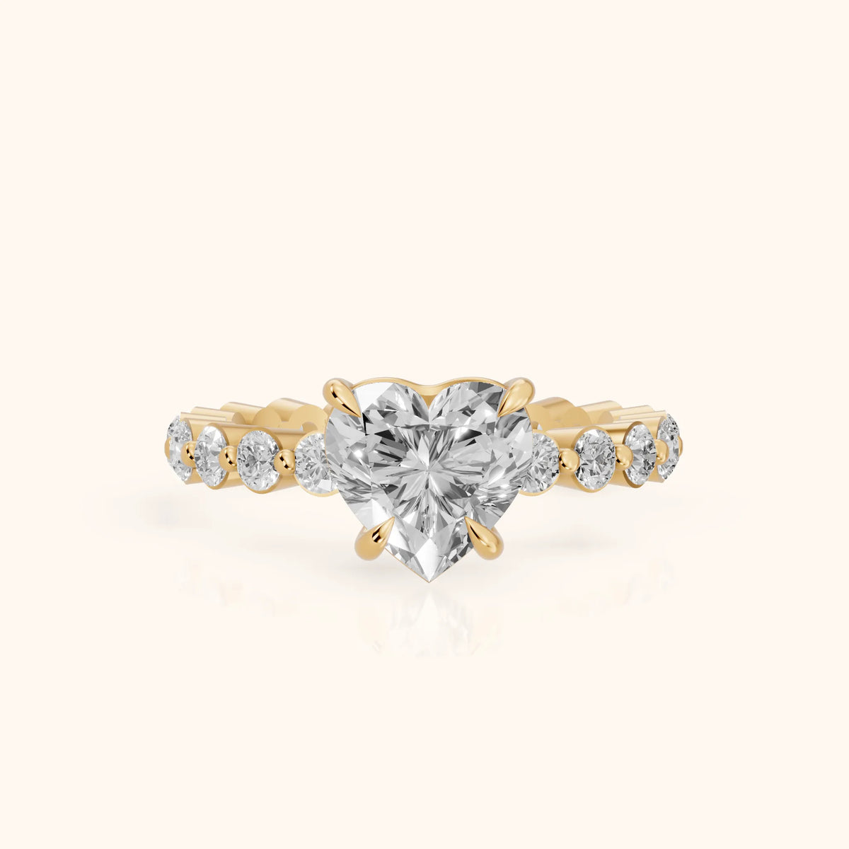 Bridget Sidestone Heart Diamond Engagement Ring in Yellow Gold - FrontView.webp