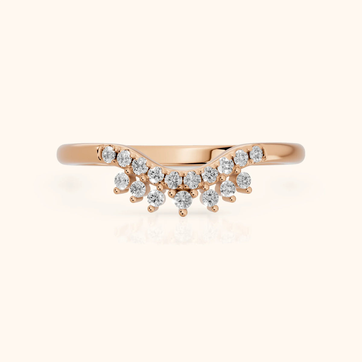 Sabina Curved Round Diamond Anniversary Ring in Rose Gold - FrontView