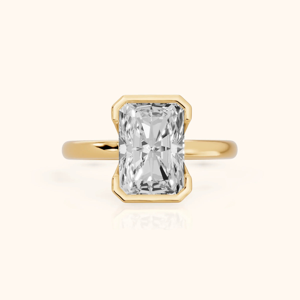 Winslow Partial Bezel Solitaire Radiant Diamond Engagement Ring in Yellow Gold - FrontView.webp