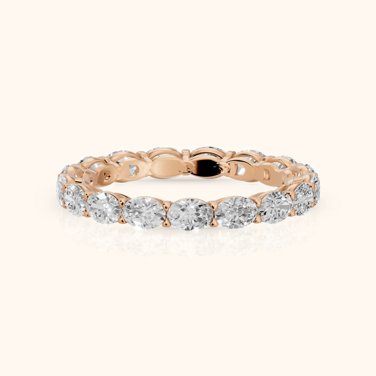 Silvia East-West Oval Diamond Eternity Band in Rose Gold - FrontView