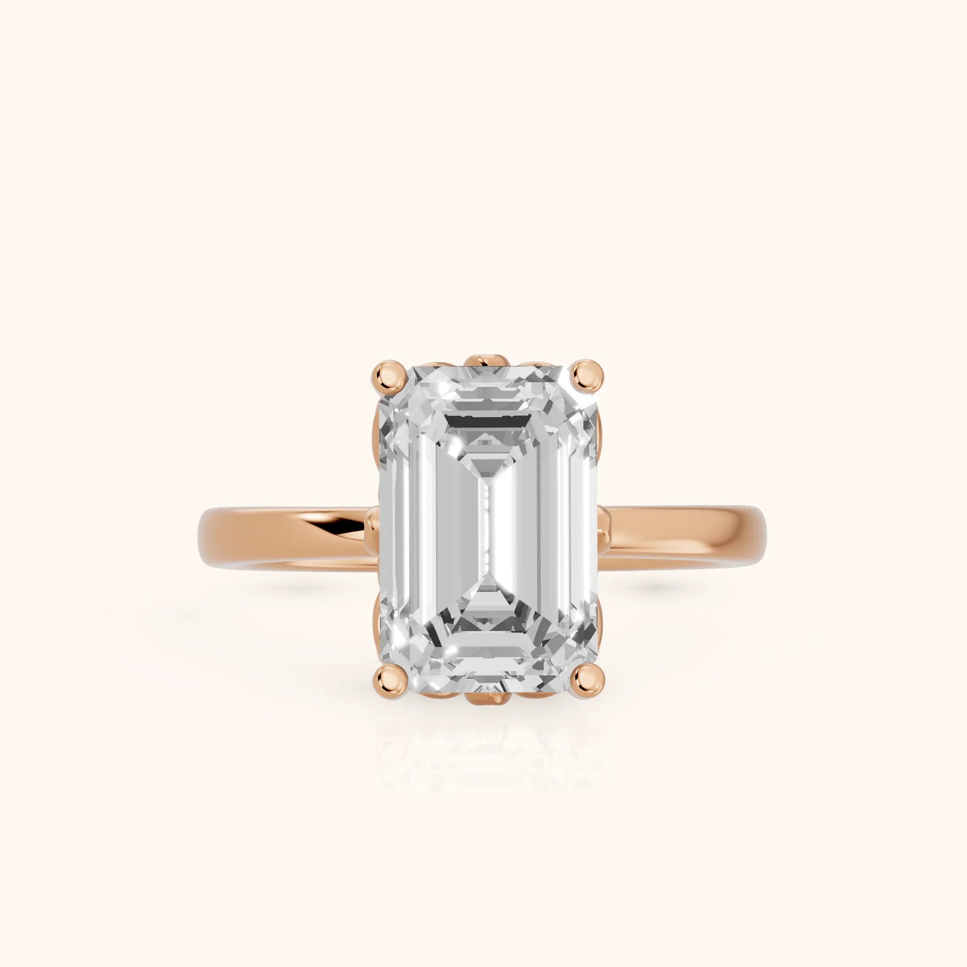 Emerald Cut Lab Grown Diamond Engagement Ring in Rose Gold