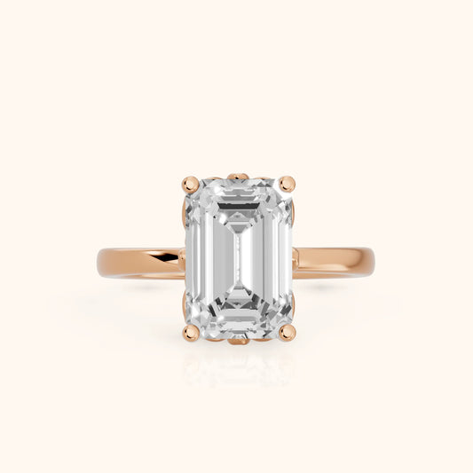 Emerald Cut Lab Grown Diamond Engagement Ring in Rose Gold