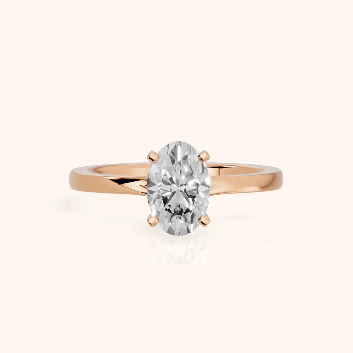 Matilda Cathedral Solitaire Oval Diamond Engagement Ring in Rose Gold - FrontView.webp