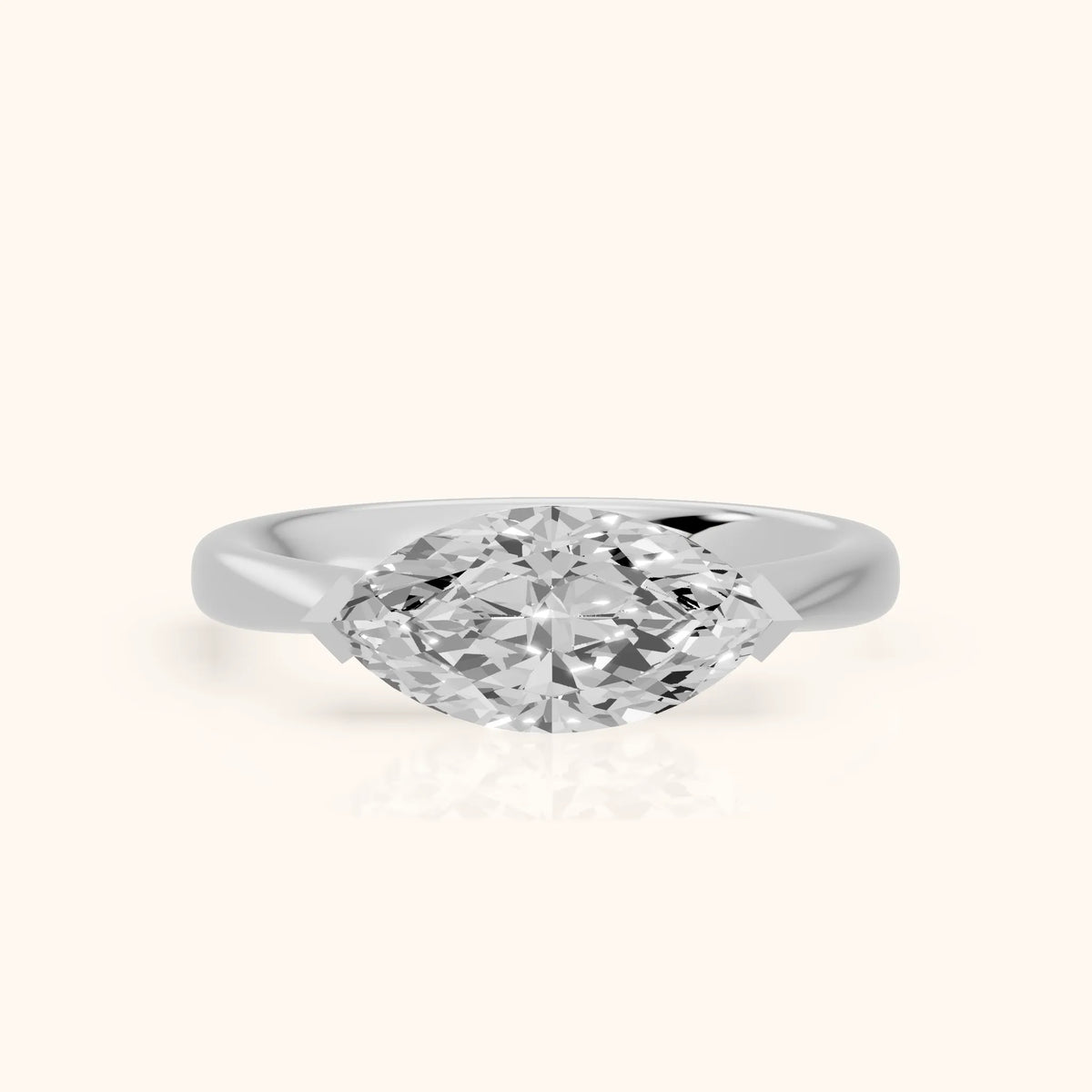 Magnolia East-West Marquise Diamond Engagement Ring in Platinum - FrontView.webp